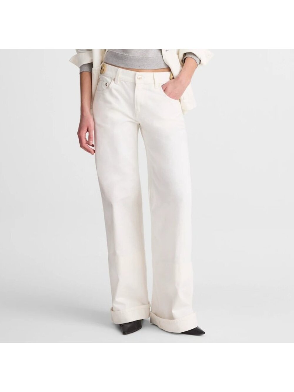 Madewell x Benjamin Talley Smith The Coolidge Low-Rise Wide-Leg Jean Sz 25 White